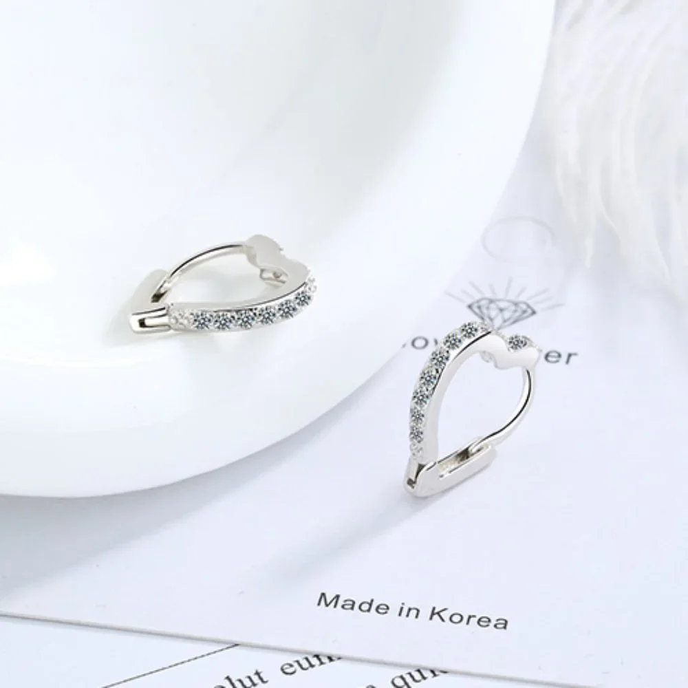 NEW Silver Lovely Love Heart Hoop Earrings - Picture 1 of 6